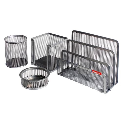 Metal Masa Üstü 4 lü Set, Kalemlik, Notluk, Ataçlık, Mektupluk, File Masa  Üstü Kalemlik Setleri